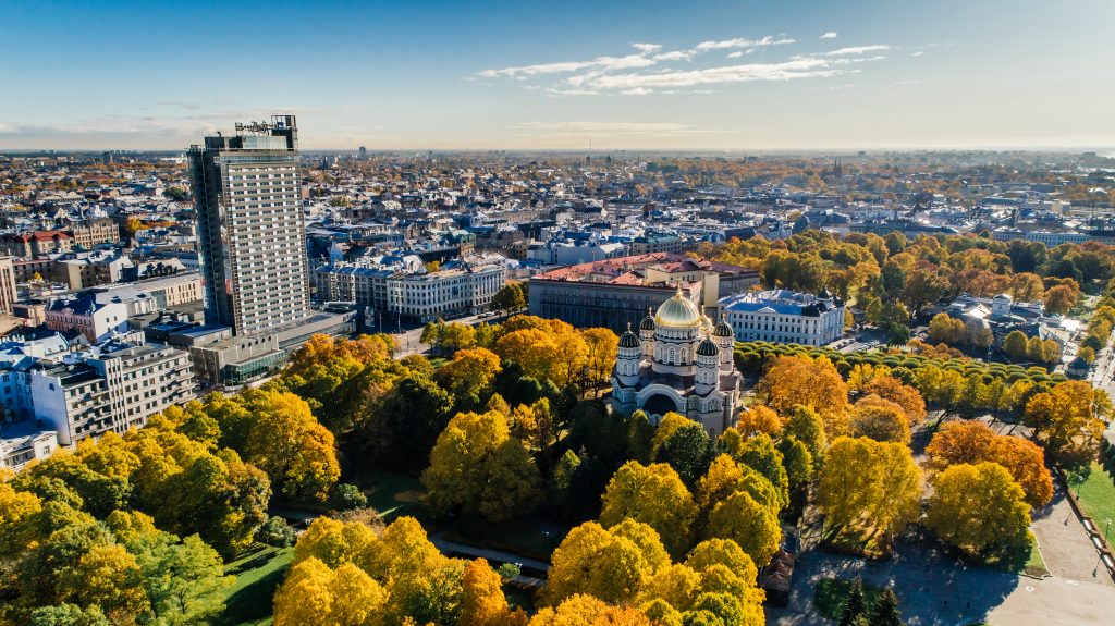 Aerial view of park in riga