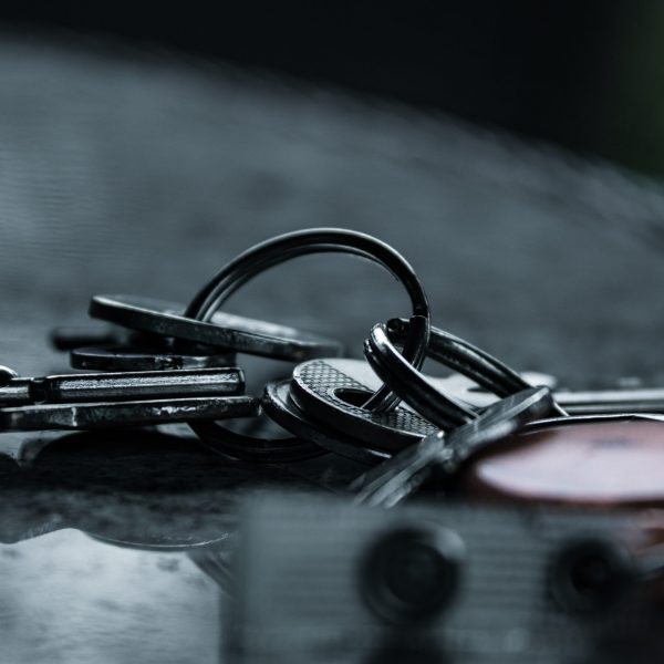 Silver keys in close up photography